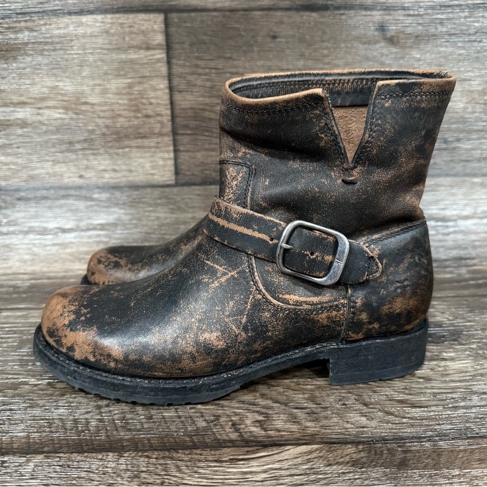NEW w/o Box FRYE VERONICA FLEX BOOTIE IN DISTRESSED ANTIQUE BLACK SIZE 6.5 - Picture 1 of 11